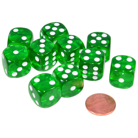 Green Transparent Dice - 1 pair